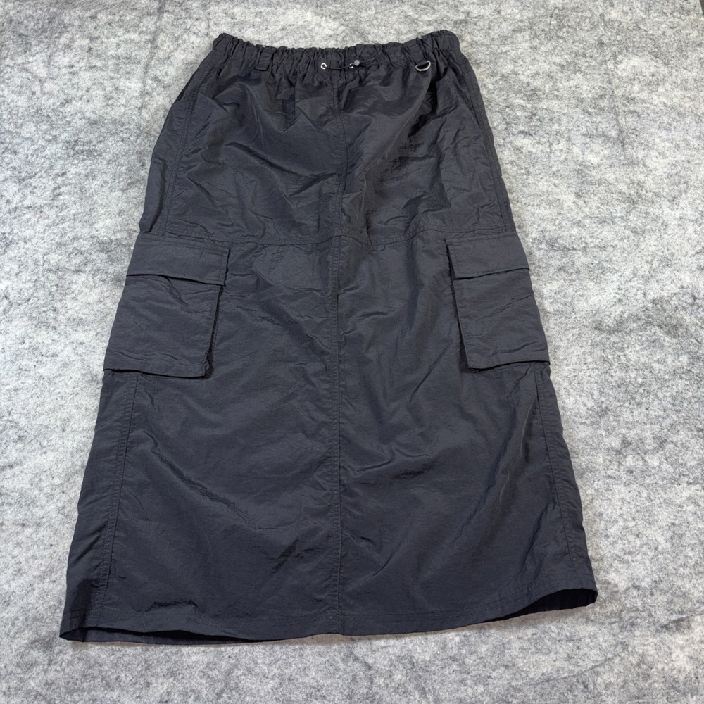 Love Tree Parachute Skirt Women's Large Black Cargo Nylon Gorpcore Skater Grunge